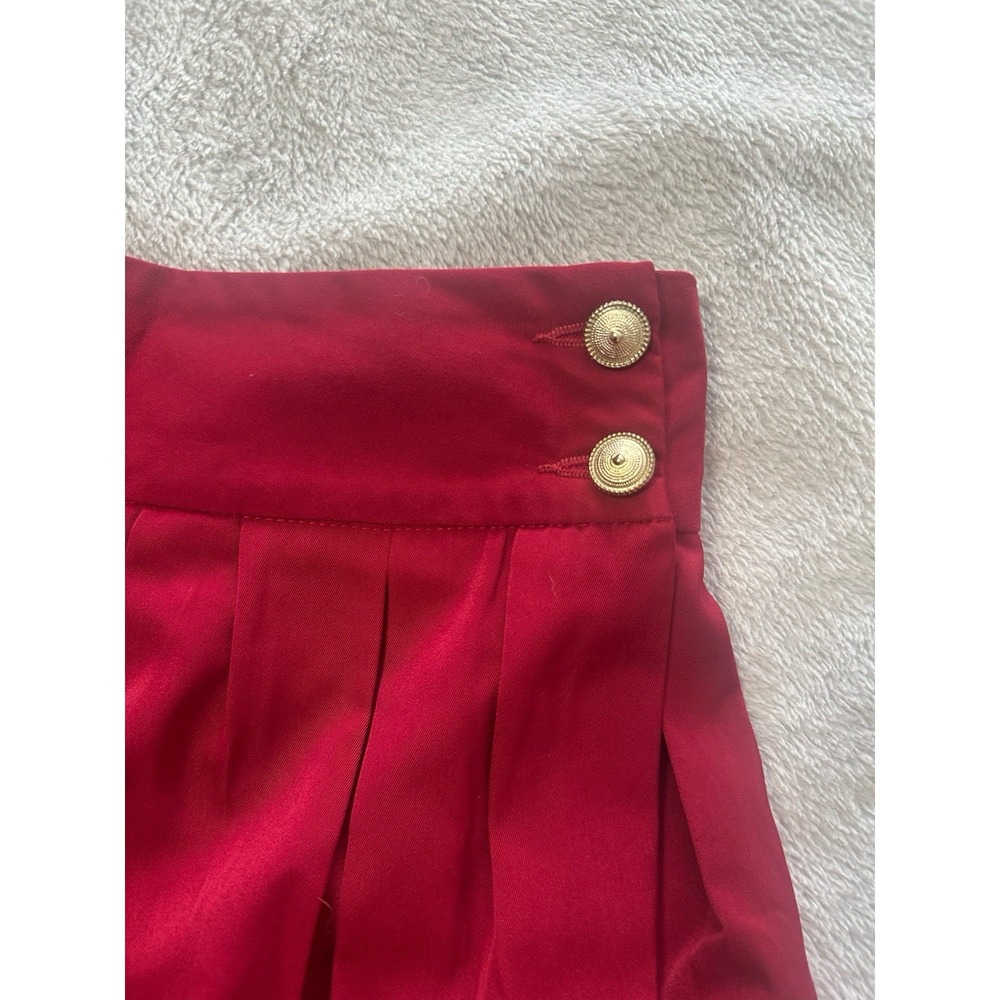 ChouYatou Skirt Red pleated Swing Skater Pleated Button Casual womens Sz M - Picture 2 of 4
